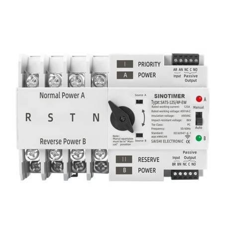 Comutator inteliget pentru PV WiFi eWeLink 4P 125A AC 230V ATS cu alimentare dublă, selector automat de transfer